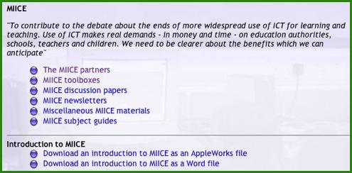 MIICE front page